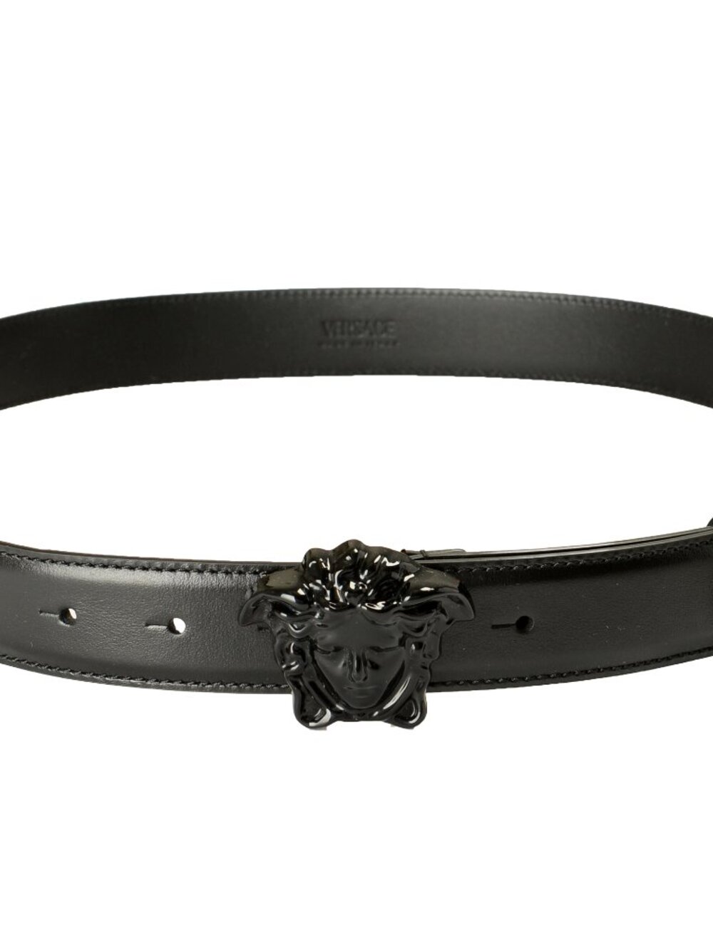 Versace Unisex Black 100% Leather Black Medusa Head Buckle Belt US 40 IT 100 - Picture 2 of 5